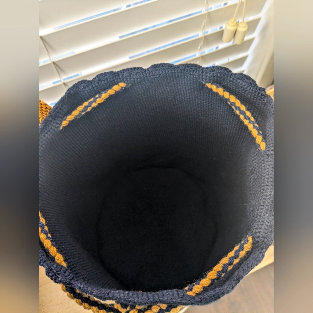 SOLD!  Wayuu Bag Golden Butterfly/ Dark Blue/ Camel/ Handmade Bag/ - Picture 9 of 10